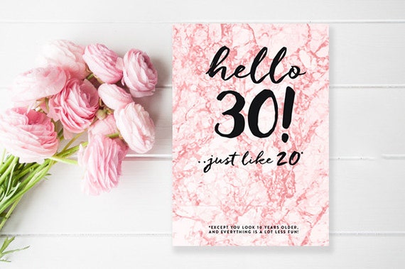 DIY PRINTABLE DOWNLOAD 30th Birthday Card A6 hello 30 just