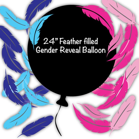 24" Feather Filled Black Gender Reveal Balloon - Gender Reveal Balloon - Black Gender Reveal Balloon