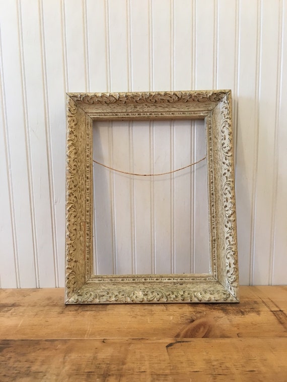 Vintage gesso picture frame off white cottage chic county