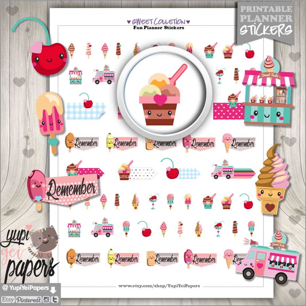 Ice Cream Stickers Planner Stickers Popsicle Stickers Sugar