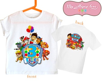 Paw Patrol Birthday shirt - Personalized Paw Patrol shirt - front and back