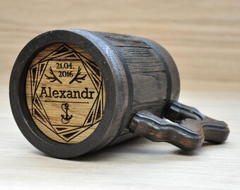 Wooden Beer Mug, Personalized engraving on the bottom, natural wood, groomsmen gift, Father's day, Dad, grooms, dad, groom, Custom birthday