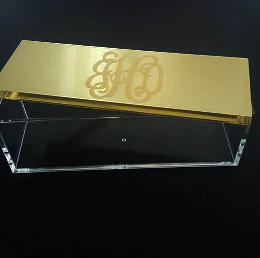 Monogrammed Acrylic Box gold box Jewelry Box Trinket Box