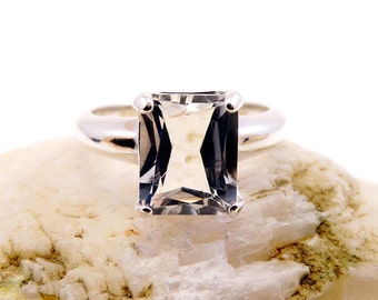 Crystal ring, sterling silver rock crystal rings, big stone ring, ring rock crystal, rock crystal, ring size 3 4 5 6 7 8 9 10 11 12 13