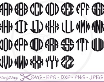 Circle monogram font SVG for Cricut, PNG, DXF files for silhouette, Vinyl Cut files, circle monogram svg Alphabet font for cutting machines