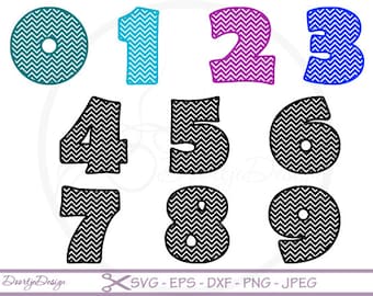 Chevron Numbers SVG cutting files, Chevron Numbers DXF, Letters cut files, DXF files silhouette, scrapbooking, svg files for cricut