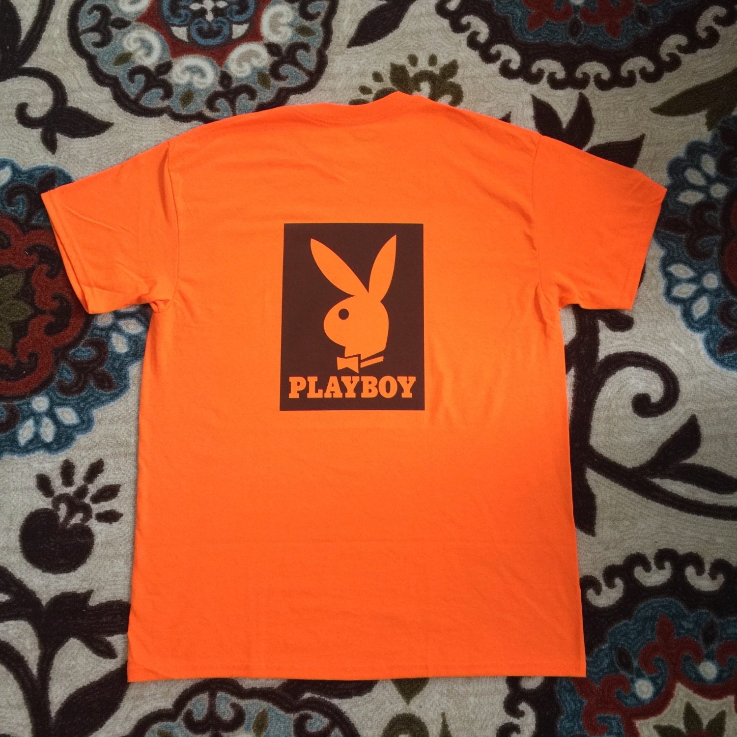 Orange Playboy T Shirt Logo Streetwear Vintage 90s by COOL2THEIDEA