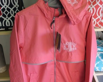 Monogrammed Charles River rain Jacket - New Englander Rain Jacket - Personalized Embroidered Rain Jacket - Fast Shipping