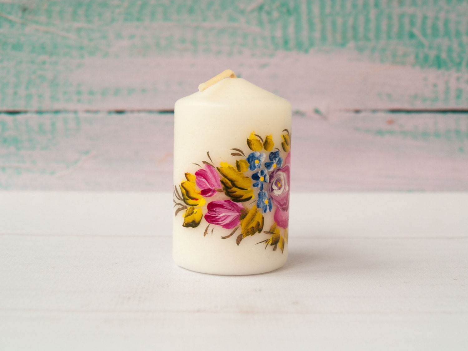 Painted Candles Wax Candle Pillar Candle Girlfriend By DriadaArt
