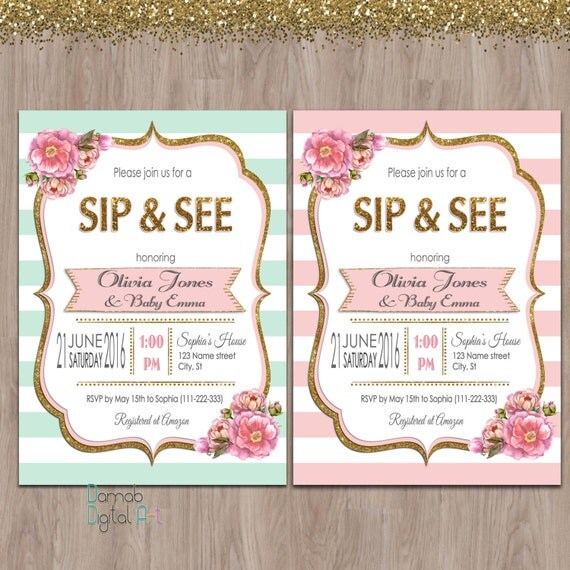 Sip and See invitation girl sip & see invitation meet the