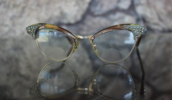 1950s Rhinestone Vintage Cat Eye Glasses