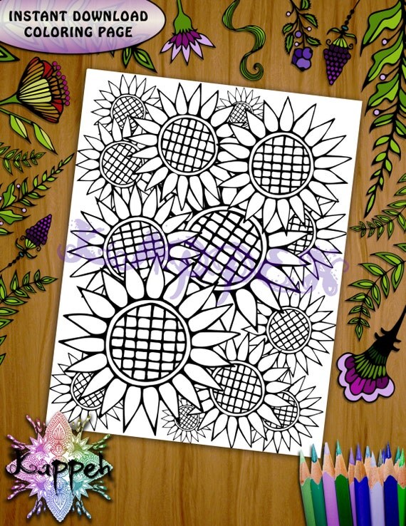 Printable Coloring Page Floral Design PDF Download