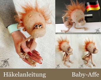 084DE Häkelanleitung - Baby-Affe Amigurumi Pdf Pertseva Etsy