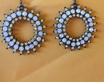Large black and rhinestone earrings