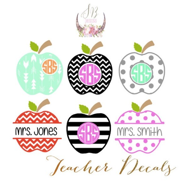 Teacher Monogram Decal Personalized Teacher Gift Monogram