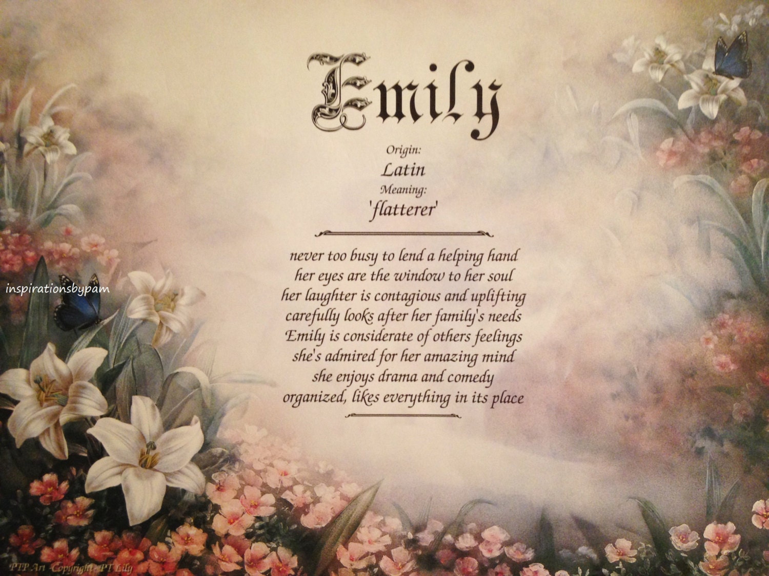 Emily First Name Meaning Art Print-Personalized-Home