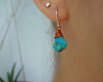 Turquoise wire wrapped earrings