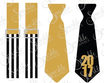 New Years 2017 Cut File New Years SVG 207 SVG Tie Baby Suspender Tie Set Clipart Svg Dxf Eps Png Silhouette Cricut Cut File Commercial Use