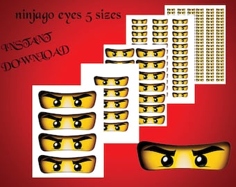 INSTANT DL- Ninjago eyes -for Balloon, Stickers, Lollipop, Favor bags, Cups - Ninjago birthday party (SET of 5 sizes)