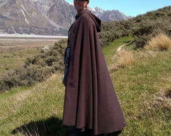 Wool-Rayon Medieval or Renaissance Hooded Cloak, Unlined, Clasp Variations Available - Ideal for LARP, Medieval or Renaissance Cosplay