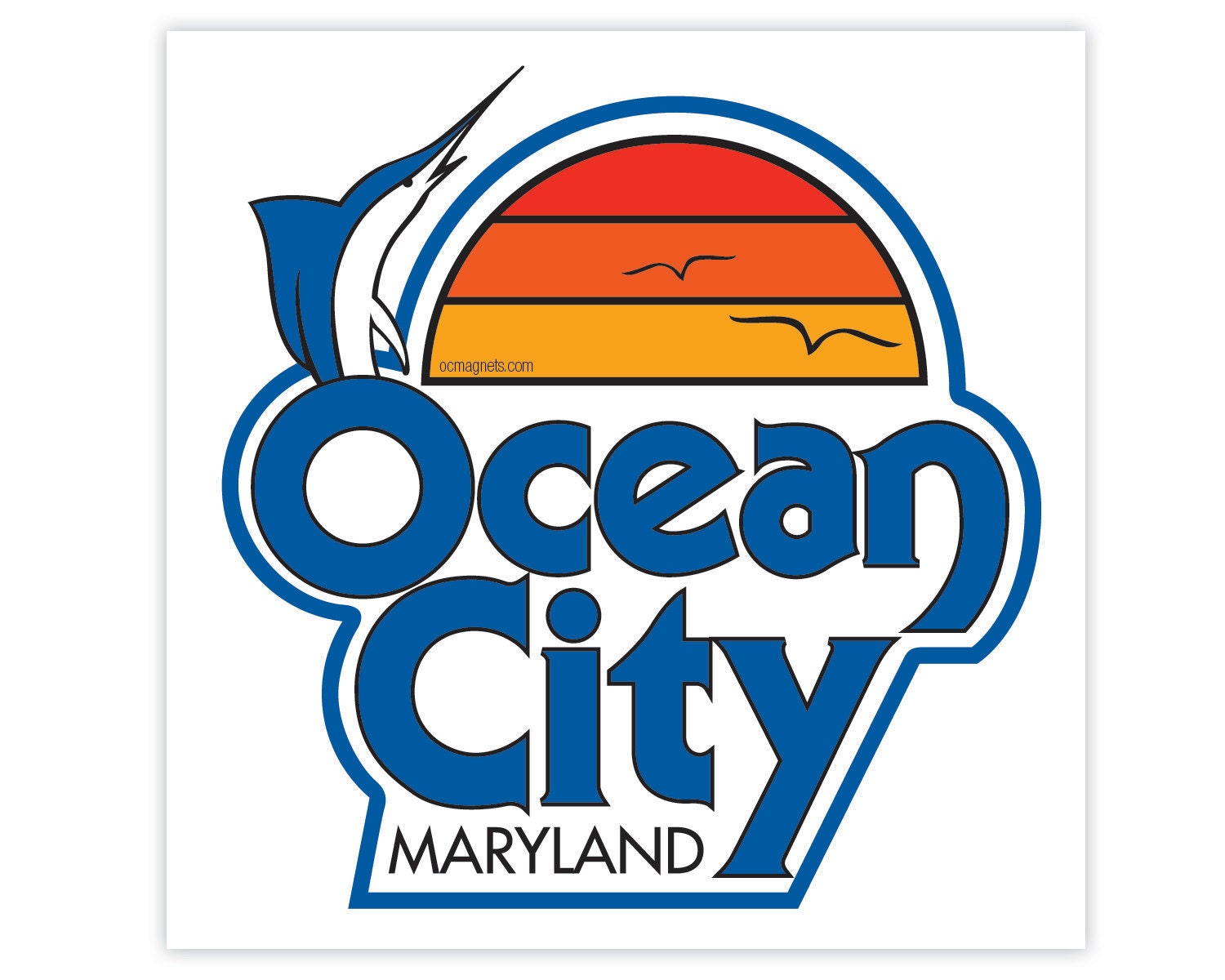 Ocean City Stickers Vintage OC Logo Retro Ocean City