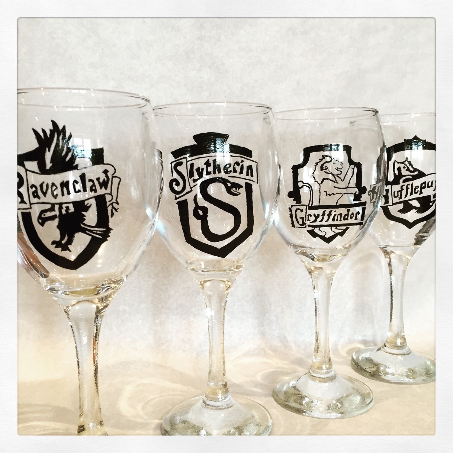 Harry Potter House Crest Wine Glasses by LoraLoos on Etsy