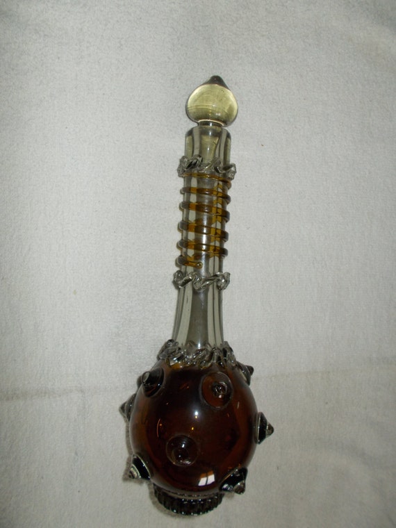 Vintage Glass Bottle Mace Shape Water Wine Vodka Container