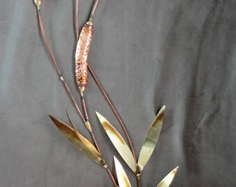 Brass & Copper Cattail Wall Hanging