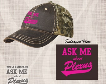 Plexus Hat, Plexus Embroidered Hat, Plexus Camo Hat, Ask Me About Plexus Hat, AskMeAboutPlexus, Pink Camo Hat, Pink Plexus, Plexus Pink Camo