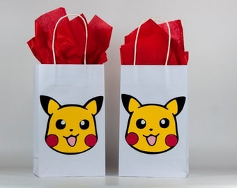 Pokemon Birthday - Pikachu Birthday Party Bags - Pokemon Birthday Party - Pokemon Party Decoration - Pikachu - Pokemon Party Bag Set Of 12