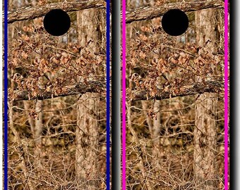 HIS vs HERS CAMO vinyl cornhole board wraps, skins, decals, stickers - full set of 2