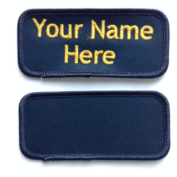 Custom Personalized Embroidered Name Tag Patch Dark Navy