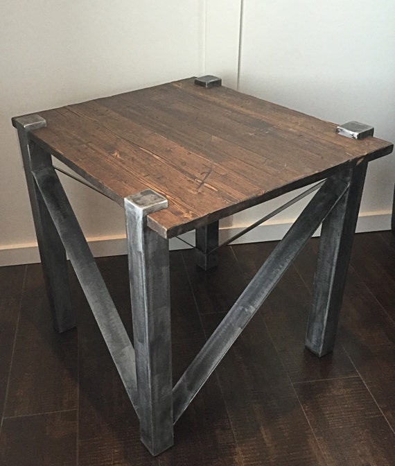 Rustic industrial end table