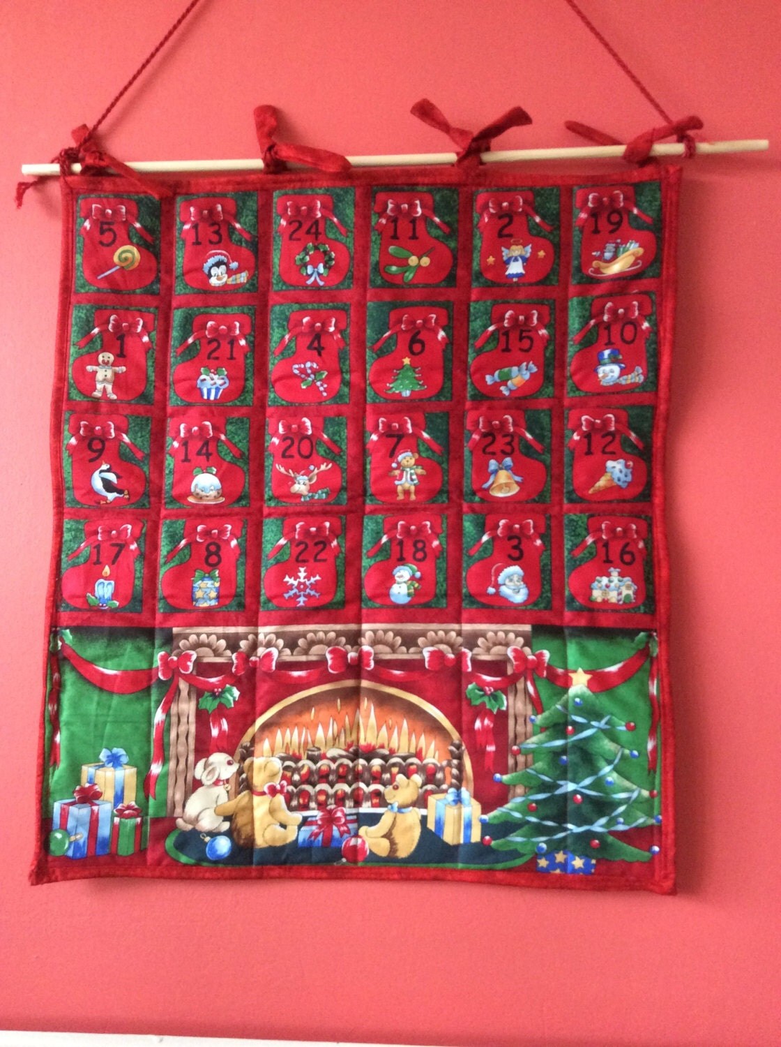 Fabric Advent Calendar Christmas Countdown Pocket Calendar