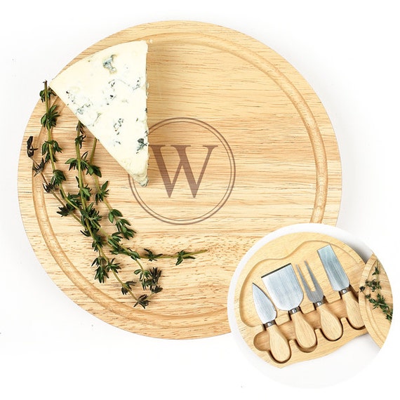 Monogrammed Gourmet 5pc. Cheese Board Set By PartyPoshDesigns