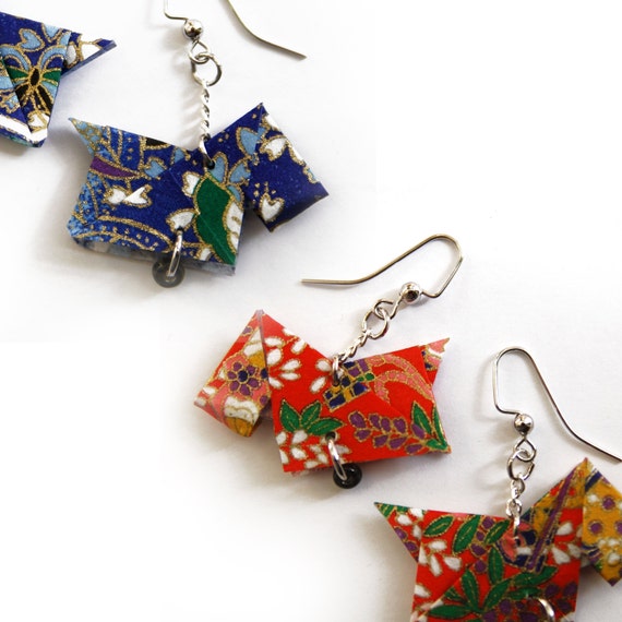 Wholesale Earrings / 50 PAIR / Origami Scottie Dog Earrings / Nickel Free / Dangling Earring / Origami Jewelry