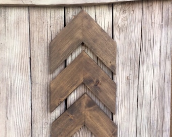 Free Same Day Shipping~Chevron Arrows Dark Walnut Stain Set of 3