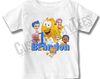 Customized Bubble Guppies Birthday Shirt Add Name & AGE Gift Favors Personalized Bubble Guppies Tee
