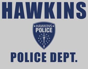Hawkins Police Dept. Shield - Stranger Things Men's Unisex T-Shirt - Sci-Fi Geek TV Parody Clothing