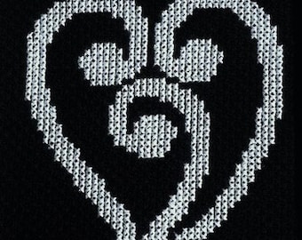 New Zealand Maori Heart Koru Design Cross Stitch Pattern Instant PDF Download