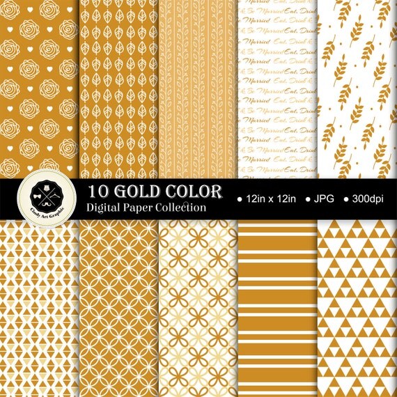 Gold Color Digital Paper gold colordigital by CindyArtGraphic