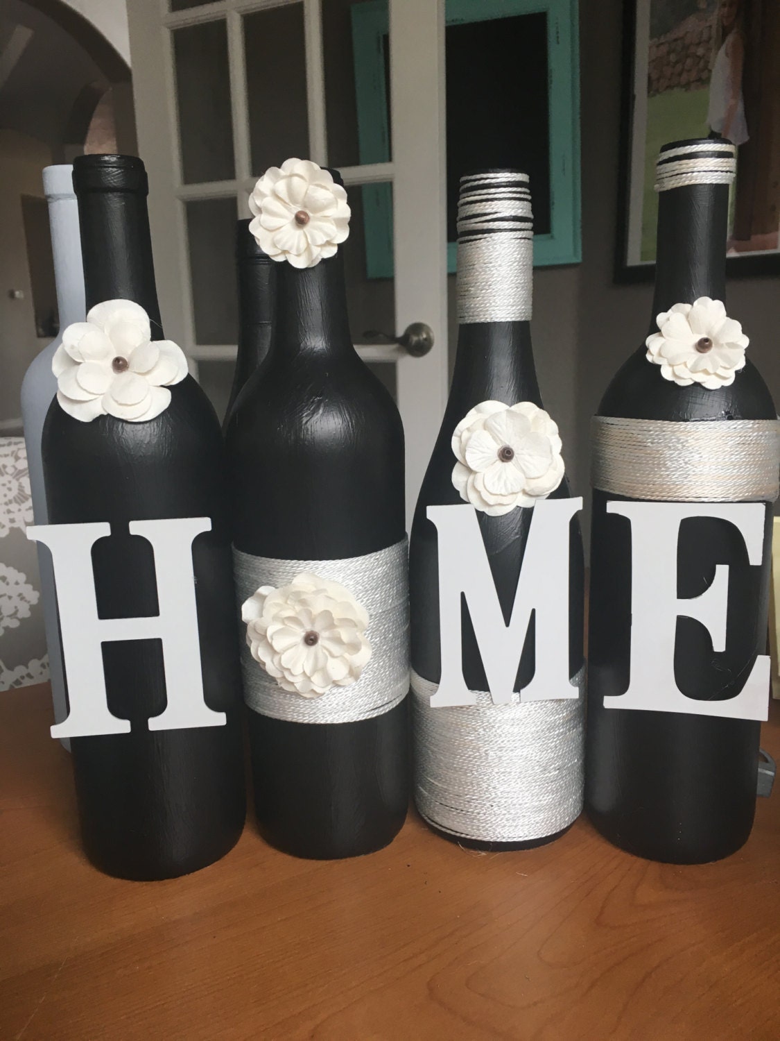 HOME WINE BOTTLE decor home wine bottles by ChiclyShabbyDesigns
