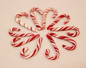 10 Miniature Candy Canes, Miniature Foods, Dollhouse Miniatures, Handmade Candy Canes, Fairy Garden Miniautres