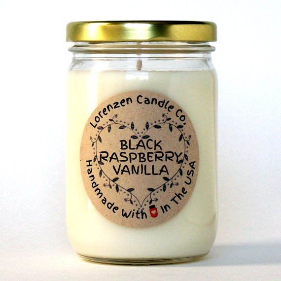 Black Raspberry Vanilla Candle 12 oz Jar Lorenzen Candle
