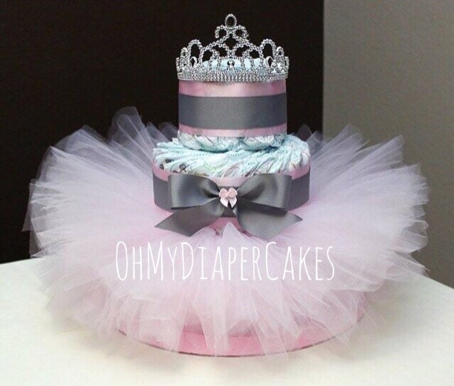 3 Tier Princess Diaper Cake 2 Styles Tutu Diaper Cake Tiara
