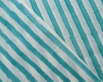 10 Yard Hand Block Printed Stripe Print Pure Cotton Fabric, Handmade Light Weight Cotton Fabric, Shirt Fabric, Cloth Making Sewing Fabric