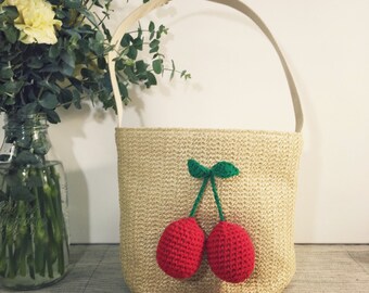cherry crochet bag