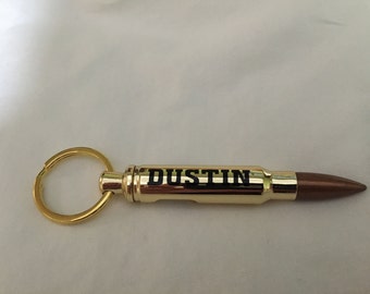 Personalized bullet bottle opener keychain