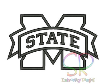 9 Size Mississippi State Bulldogs Appliqué Embroidery Designs College Football Logo Embroidery Design Machine Embroidery - Instant Download