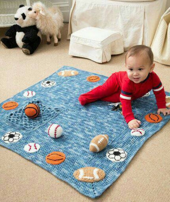 Sports baby blanket by CraftyDesignsbyTammy on Etsy